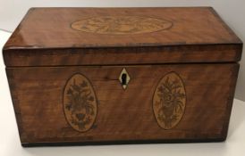 A late George III satinwood and marquetry inlaid t