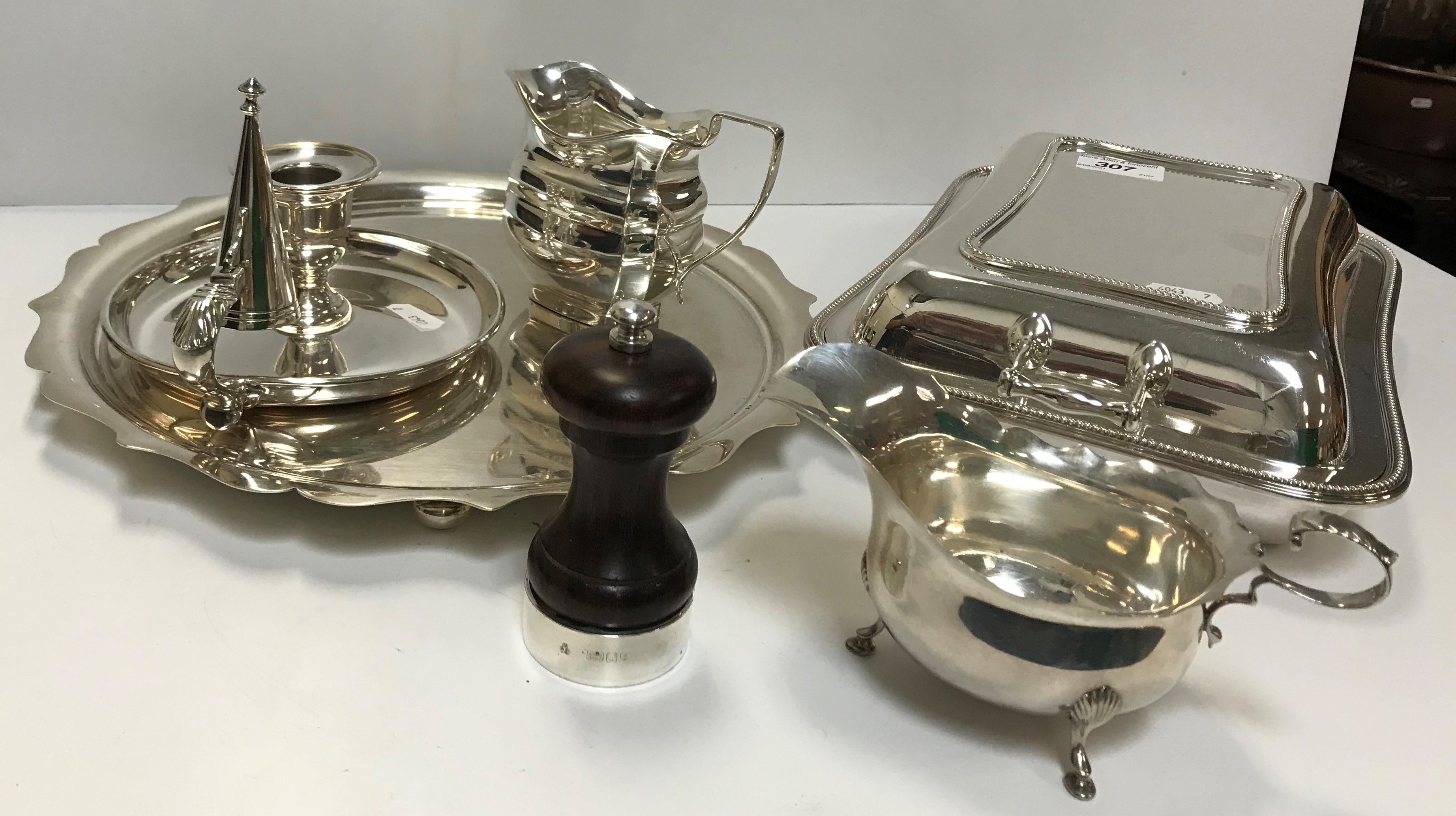 A collection of plated wares to include a three piece tea set, tureen, tray etc together with a - Image 2 of 2