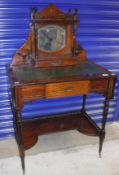 A late Victorian rosewood and marquetry inlaid bonheur du jour, the raised super structure with