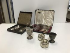 A collection of silver and plated wares comprising a Victorian silver cream jug with reeded