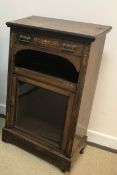 A Victorian rosewood and marquetry inlaid music cabinet with single drawer over a recess and