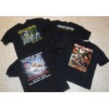 Four various IRON MAIDEN tour t-shirts including "Somewhere in Time 1986/87", "Somewhere Back in