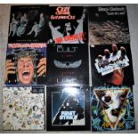 A collection of various heavy rock ephemera, LPs, CDs, etc, including LPs JUDAS PRIEST "British
