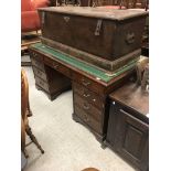 A modern mahogany double pedestal desk in the Geor