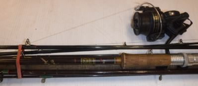 A Hardy "Fibalite Spinning" rod, a Hardy "Jet", a Hardy "Graphite" two piece trout fly rod and a