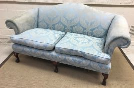 A modern Wesley Barrell scroll arm two seat sofa 180 cm wide x 90 cm deep x 95 cm high and two