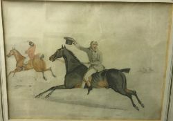 ATTRIBUTED TO SAMUEL ALKEN "Huntsman at the gallop, one tipping his top hat in the foreground",