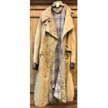 A vintage leather trimmed canvas/cotton dispatch riders type motorcycle coat with check lining and