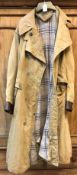 A vintage leather trimmed canvas/cotton dispatch riders type motorcycle coat with check lining and