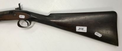 A 19th Century musket with Damascus barrel and hammer action, muzzle loading, un-named, 28"