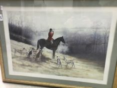 AFTER CAROLINE COOK "Master of foxhounds with hounds on on a frosty morning", limited edition colour