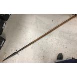 An 18th Century wooden shafted steel pole arm (aka spontoon/halfpike) 186 cm long over all