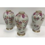 A set of three Samson of Paris urn-shaped vases de