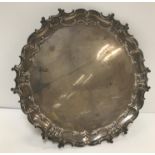 A George V silver card tray (by W & G Sissons, London 1910), 17 oz, 26.5 cm diameter