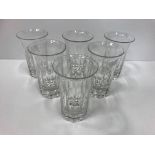 A set of six 19th Century French facet cut glasses with flared rims 10.5 cm high