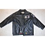 A North End All Climate Wear leather jacket, bearing cloth patches "Iron Maiden Power Slave", "