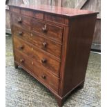 A Victorian mahogany chest of drawers, the plain top over two short and three long drawers to