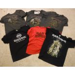 A collection of six IRON MAIDEN t-shirts including IRON MAIDEN "Eddie", "Amplified The Trooper" (x
