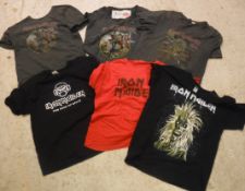 A collection of six IRON MAIDEN t-shirts including IRON MAIDEN "Eddie", "Amplified The Trooper" (x