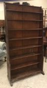 A circa 1900 pine open bookshelf of eight tiers, 102 cm wide x 35 cm deep x 190 cm high