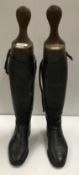 A pair of ladies black leather hunting boots with "Maxwell of Dover Street London" treesCondition