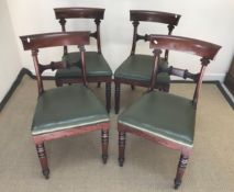 A collection of furniture to include a set of four Victorian bar back dining chairs, two side tables