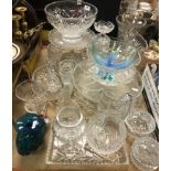 A collection of assorted glassware to include a Medina vase 14 cm high, various glass fruit bowls,