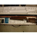 A J G Anschutz Match Model 250 .177 air rifle with cut away grip and bi pod in polystyrene lined