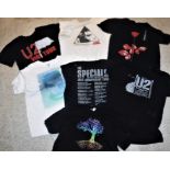 A collection of seven various band t-shirts including U2 "War Tour", U2 "Milton Keynes Bowl 22nd