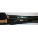 Two carbon fibre trout fly fishing rods to include a Courtland "Endurance" 9ft 6" four piece trout