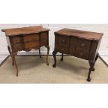 A 20th Century walnut two drawer side table in the 18th Century Dutch taste, raised on carved