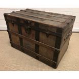 A 19th Century elm trunk of plain form, 80 cm wide x 36.5 cm deep x 31 cm high, together with a
