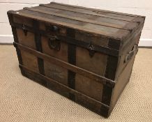 A 19th Century elm trunk of plain form, 80 cm wide x 36.5 cm deep x 31 cm high, together with a