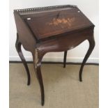 A late 19th Century French rosewood and marquetry inlaid bureau de dame,