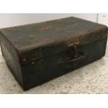 A vintage style painted old steel trunk,