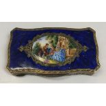 An 19th Century silver gilt and enamel decorated snuff box in the Louis XV style,
