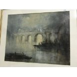 BERTHA COCKERAM "Study of bridge over the Thames in London", watercolour heightened with white,