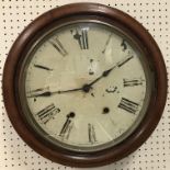 A 19th Century mahogany cased wall dial, the painted face with Roman numerals 40.