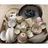 Three boxes of various china wares to include toilet jug, various tea wares,