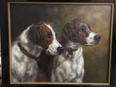 C F "Study of hounds' heads", oil on board, initialled "CF" lower right,