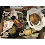 Four boxes of various china wares to include toilet jugs and bowl, various dinner wares,