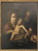 19TH CENTURY ITALIAN SCHOOL AFTER RAPHAEL "Holy Family with St.