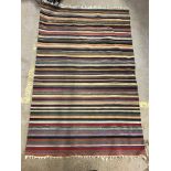 Two modern Kelim rug style striped rugs, one approx 193 cm x 125 cm,
