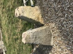 Two natural stone staddle stone bases,