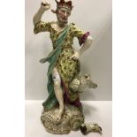 An 18th Century Derby figure of "Jupiter or Zeus with Eagle at his feet, his right hand raised",