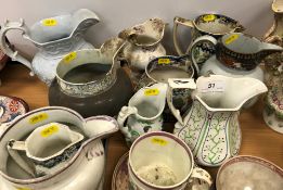 A collection of various mainly 19th Century English pottery including a Turner Patent pearl ware