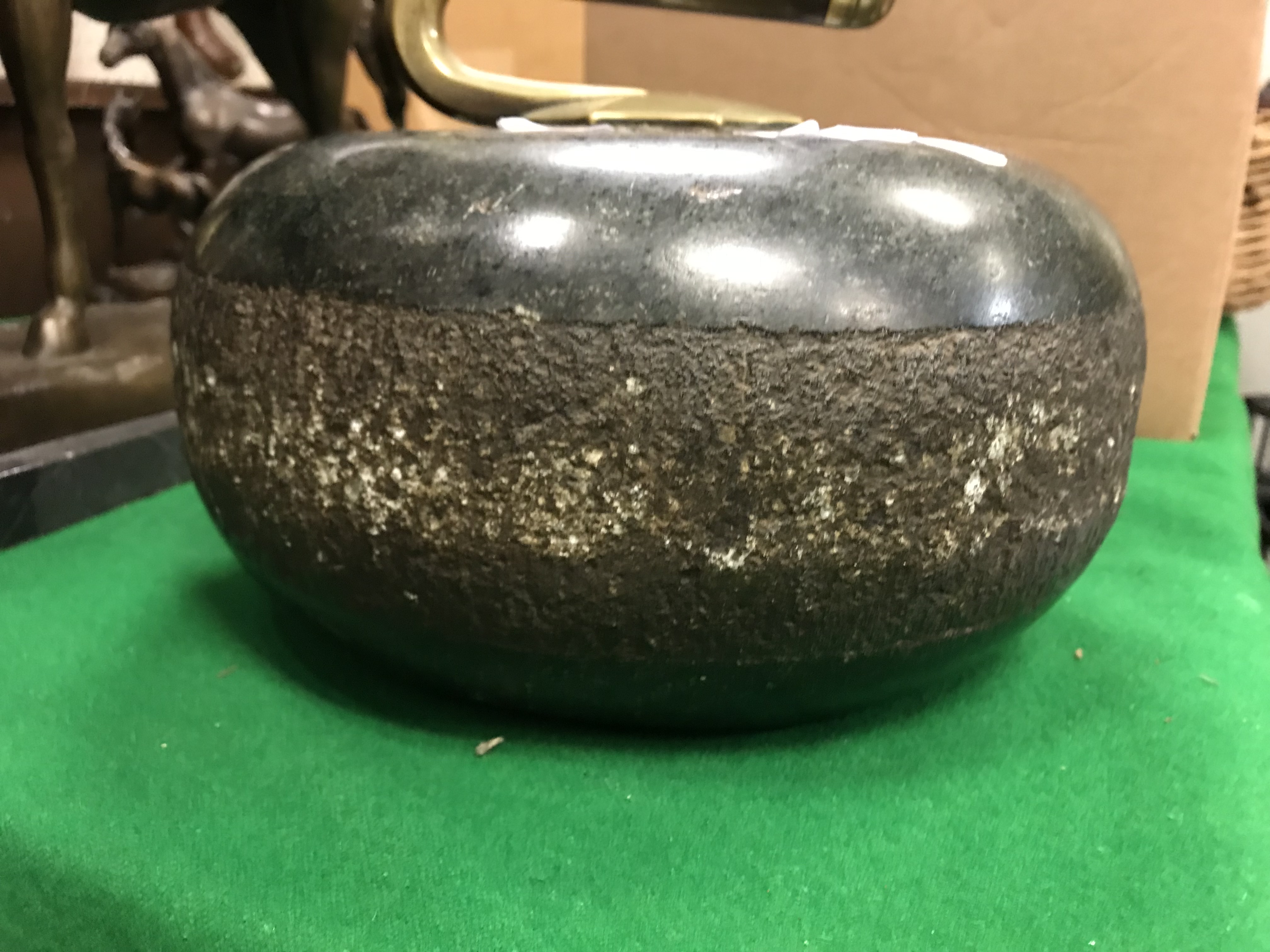 A pair of vintage turned rosewood and brass handled curling stones 25 cm diameter x approx. - Image 5 of 32