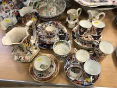 A collection of various "Japan" pattern English pottery including a Mason's Patent ironstone hydra