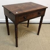 An early Victorian mahogany and rosewood strung reading table,
