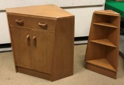 A collection of G Plan oak furniture to include a corner secretaire unit with fall front drawer